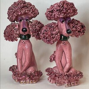 Vintage Lynda Corneille SWAK Sasha Pink Spaghetti Poodle Ceramic Salt & Pepper